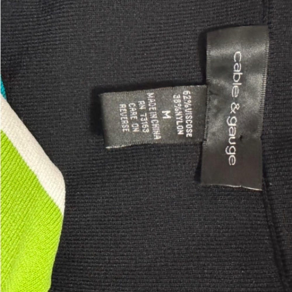 Cable & Gauge Black and Green Striped Long Sleeve Top - Picture 4 of 4